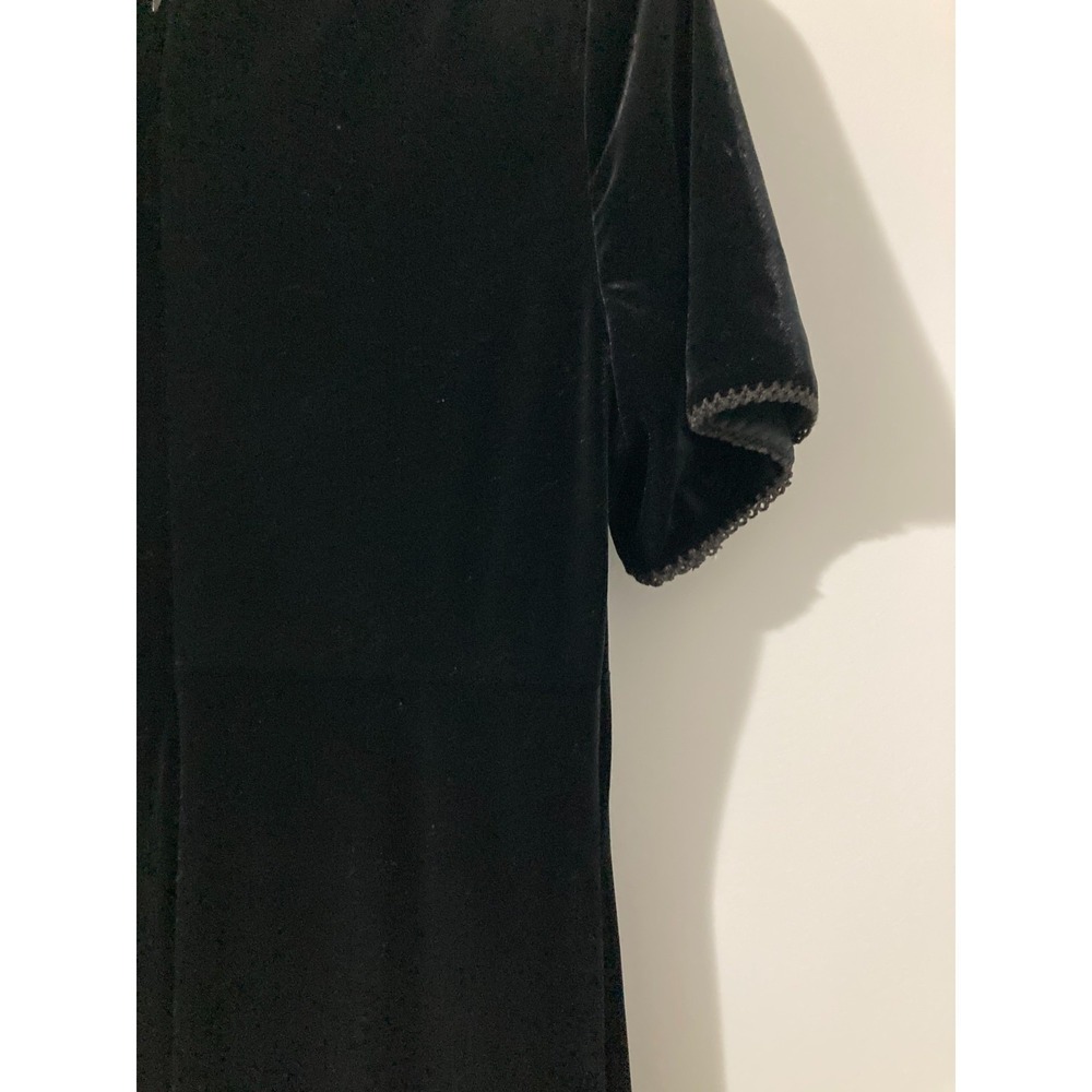 Talbots Velvet Sheath Dress Women 10 Black Midi Core Goth Classic Vintage 90s - Picture 10 of 11
